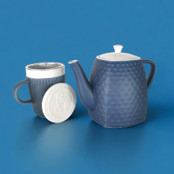 Duo Théière + Mug bleu marine