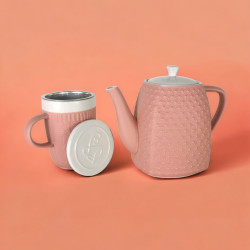 Duo Théière + Mug Rose