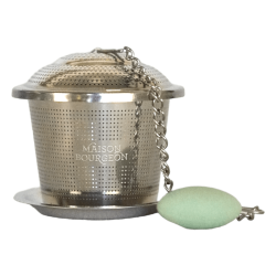 Filtre infuseur en inox vert avec couvercle et coupelle