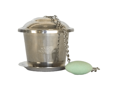 Filtre infuseur en inox vert avec couvercle et coupelle