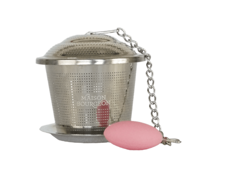 Filtre infuseur en inox rose avec couvercle et coupelle