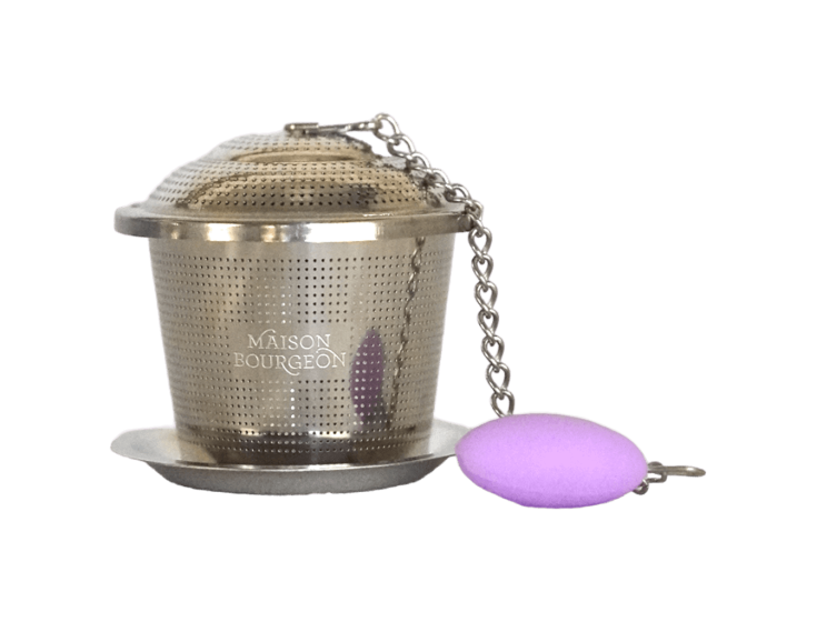 Infuseur à thé individuel violet en inox avec couvercle