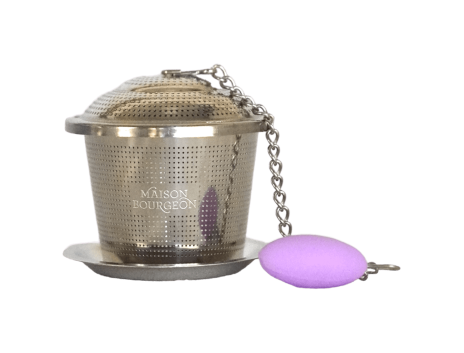 Filtre infuseur en inox violet avec couvercle et coupelle