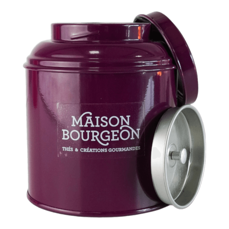 Boite à thé vrac 100g métal aubergine Boite à thé vrac 100g métal aubergine