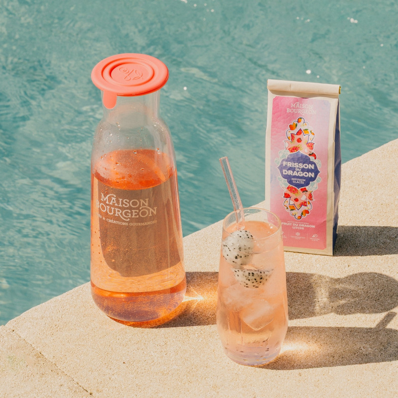Carafe à thé en verre 1L, avec filtre inox, rose Carafe à thé en verre 1L, avec filtre inox, rose