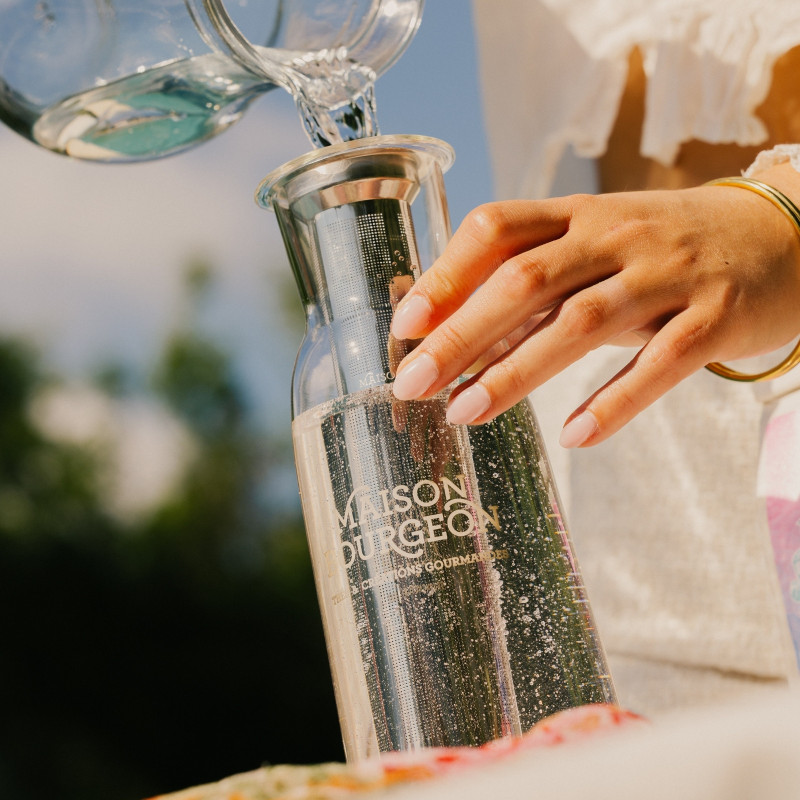 Carafe à thé en verre 1L, avec filtre inox, bleue Carafe à thé en verre 1L, avec filtre inox, bleue