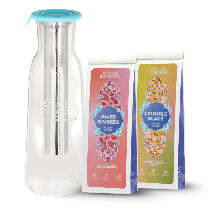Pack Carafe à Thé glacé bleu + 2 thés glacés
