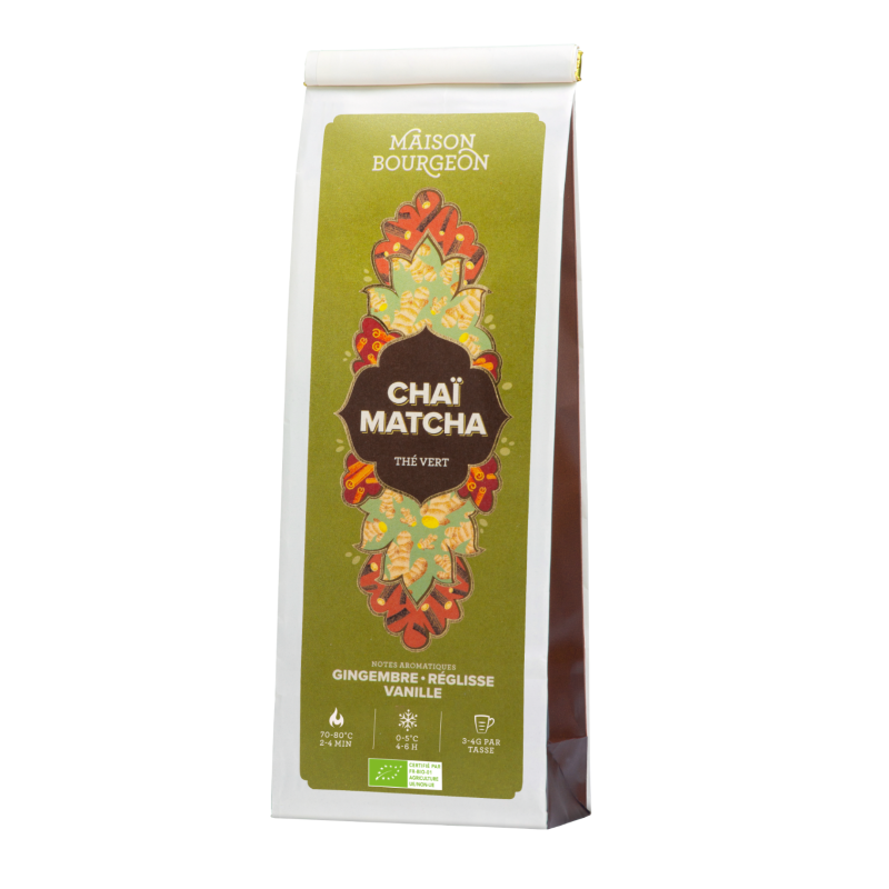 Thé vert matcha au gingembre, reglisse, vanille - Maison Bourgeon Thé vert matcha au gingembre, reglisse, vanille - Maison Bourgeon