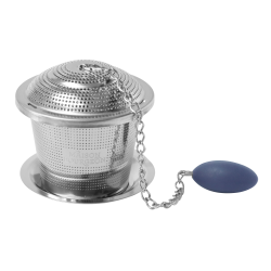 Infuseur à thé individuel bleu en inox avec couvercle