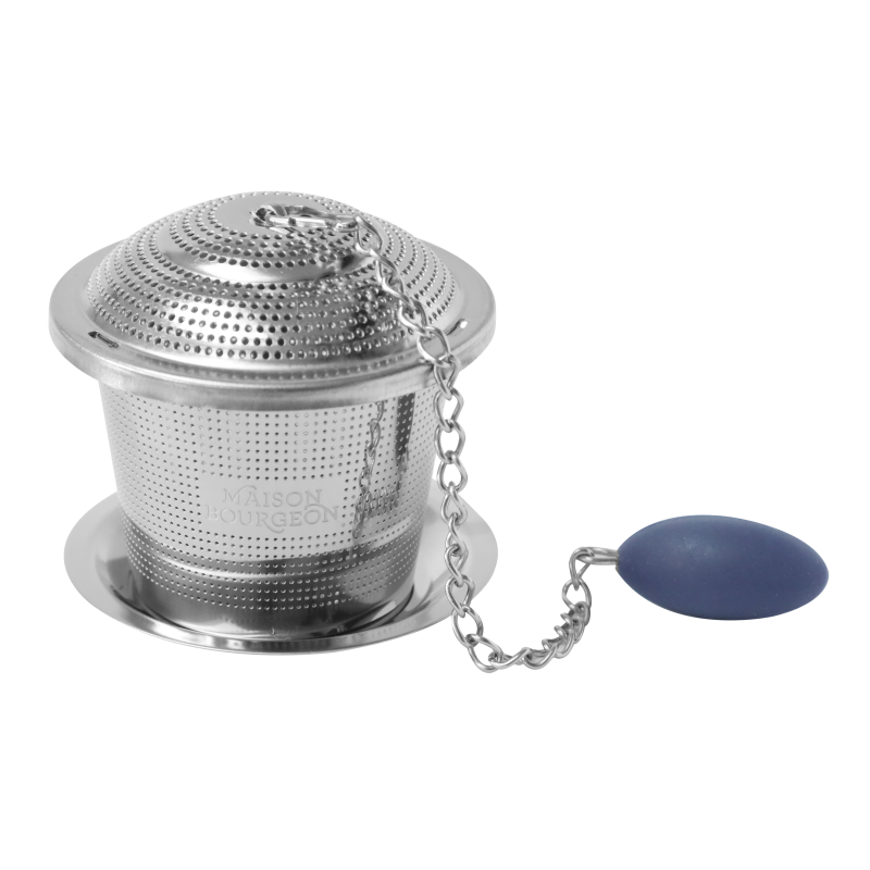 Infuseur à thé individuel bleu en inox avec couvercle Infuseur à thé individuel bleu en inox avec couvercle