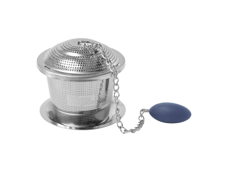 Infuseur à thé individuel bleu en inox avec couvercle