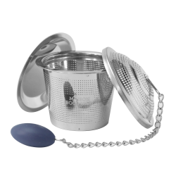 Infuseur à thé individuel bleu en inox avec couvercle