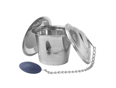 Infuseur à thé individuel bleu en inox avec couvercle