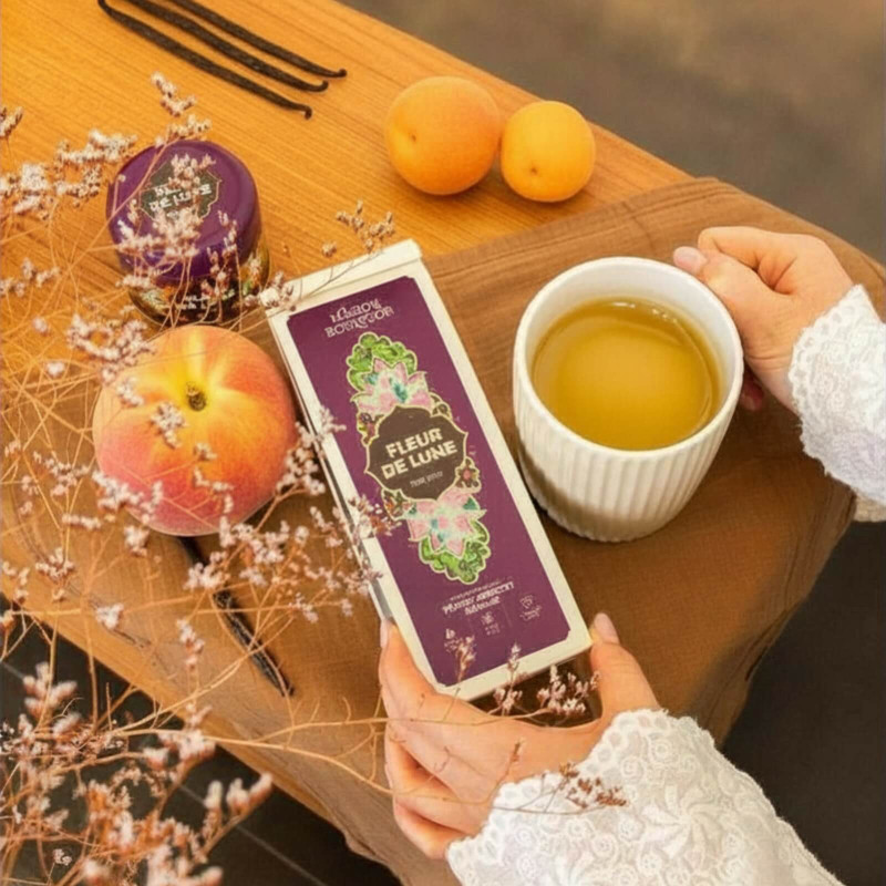 Thé vert - Parfums pêche, abricot et vanille - Maison bourgeon