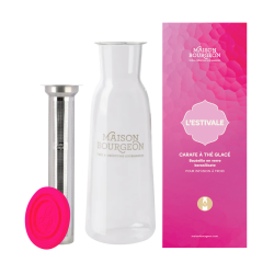 Carafé à thé glacé en verre borosilicate avec filtre inox, fuchsia