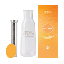 Carafé à thé glacé en verre borosilicate avec filtre inox, orange