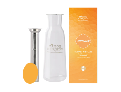 Carafe à thé en verre 1L, avec filtre inox, orange