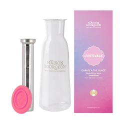 Carafé à thé glacé en verre borosilicate avec filtre inox, rose