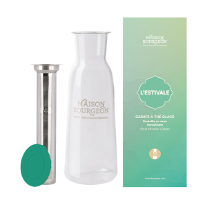 Carafe à thé en verre 1L, avec filtre inox, verte