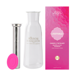 Carafe à thé glacé 1L en verre borosilicate avec filtre inox, fuchsia