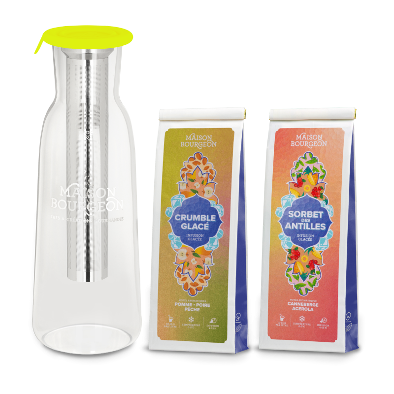 Pack Carafe à Thé glacé jaune + 2 thés glacés